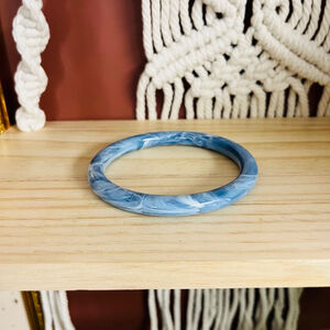 Vintage Marbled Acrylic Bangle Bracelet Blue Chunky‎ Retro Mod Stackable